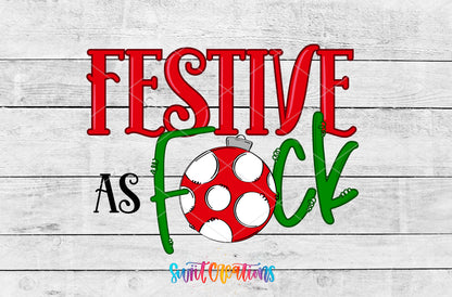 Festive as F artwork detail for the finished 16 oz tumbler