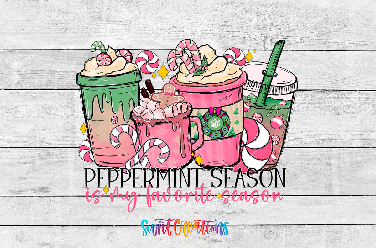 Peppermint Is My Favorite Season artwork detail for the finished 16 oz tumbler