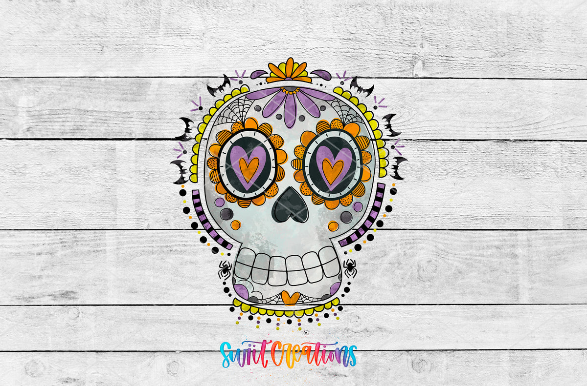 Halloween Sugar Skull artwork detail for the finished 16 oz tumbler