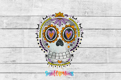 Halloween Sugar Skull artwork detail for the finished 16 oz tumbler