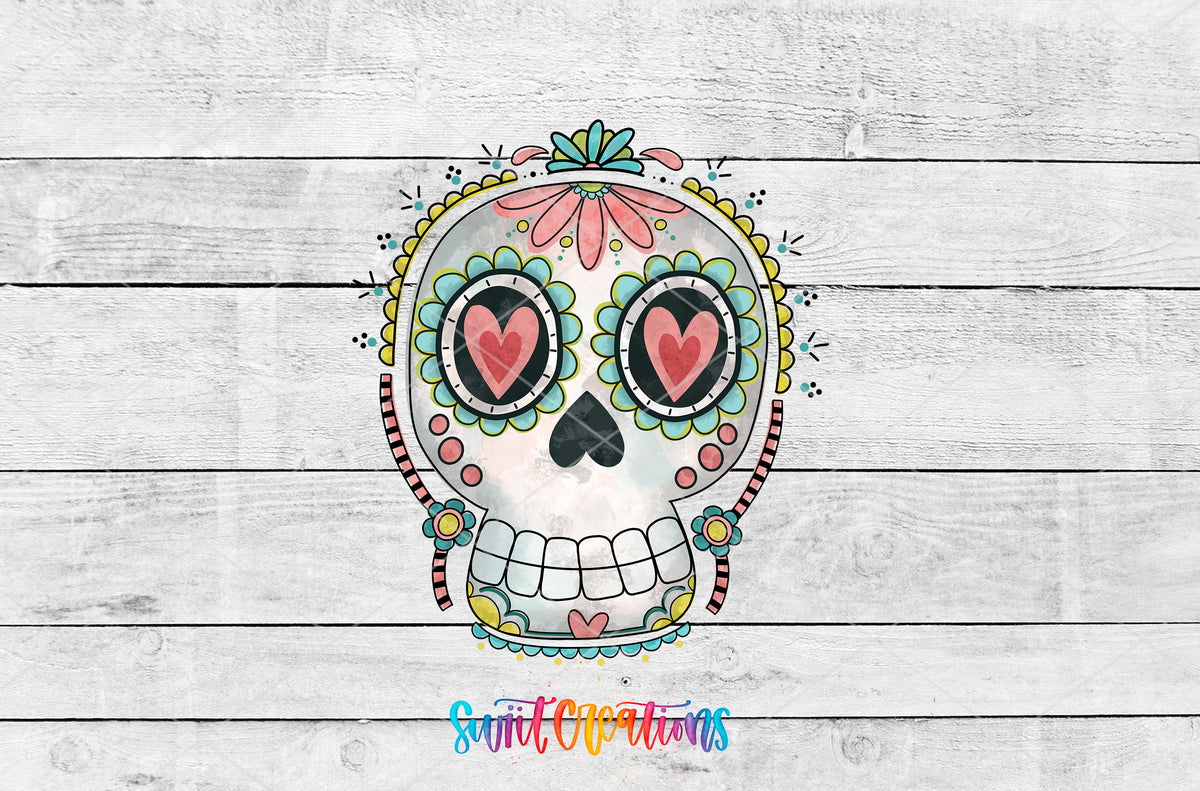 Floral Sugar Skull artwork detail for the finished 16 oz tumbler