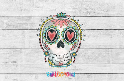 Floral Sugar Skull artwork detail for the finished 16 oz tumbler