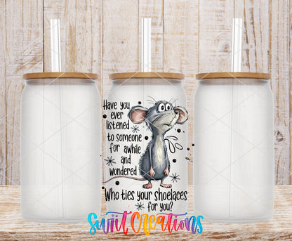 Who Ties Your Shoelaces frosted glass tumbler mockup with bamboo lids and straws