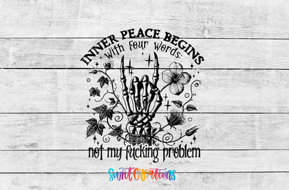 Inner Peace Is Not My Problem artwork detail for the finished 16 oz tumbler