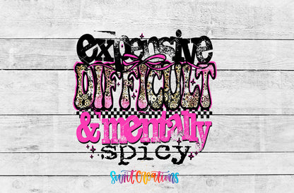 Expensive Difficult and Mentally Spicy artwork detail for the finished 16 oz tumbler