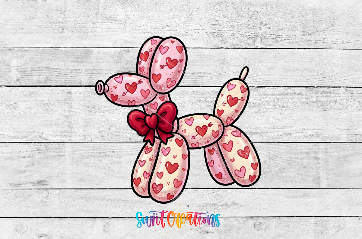 Valentine Balloon Dog artwork detail for the finished 16 oz tumbler