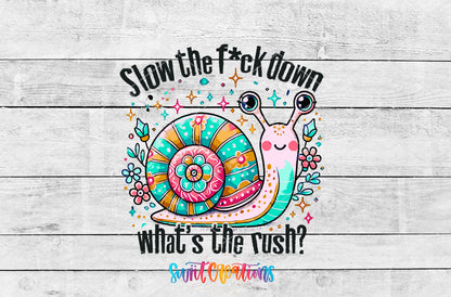 Slow the Fuck Down artwork detail for the finished 16 oz tumbler