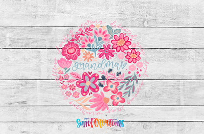 Grandma artwork detail for the finished 16 oz tumbler