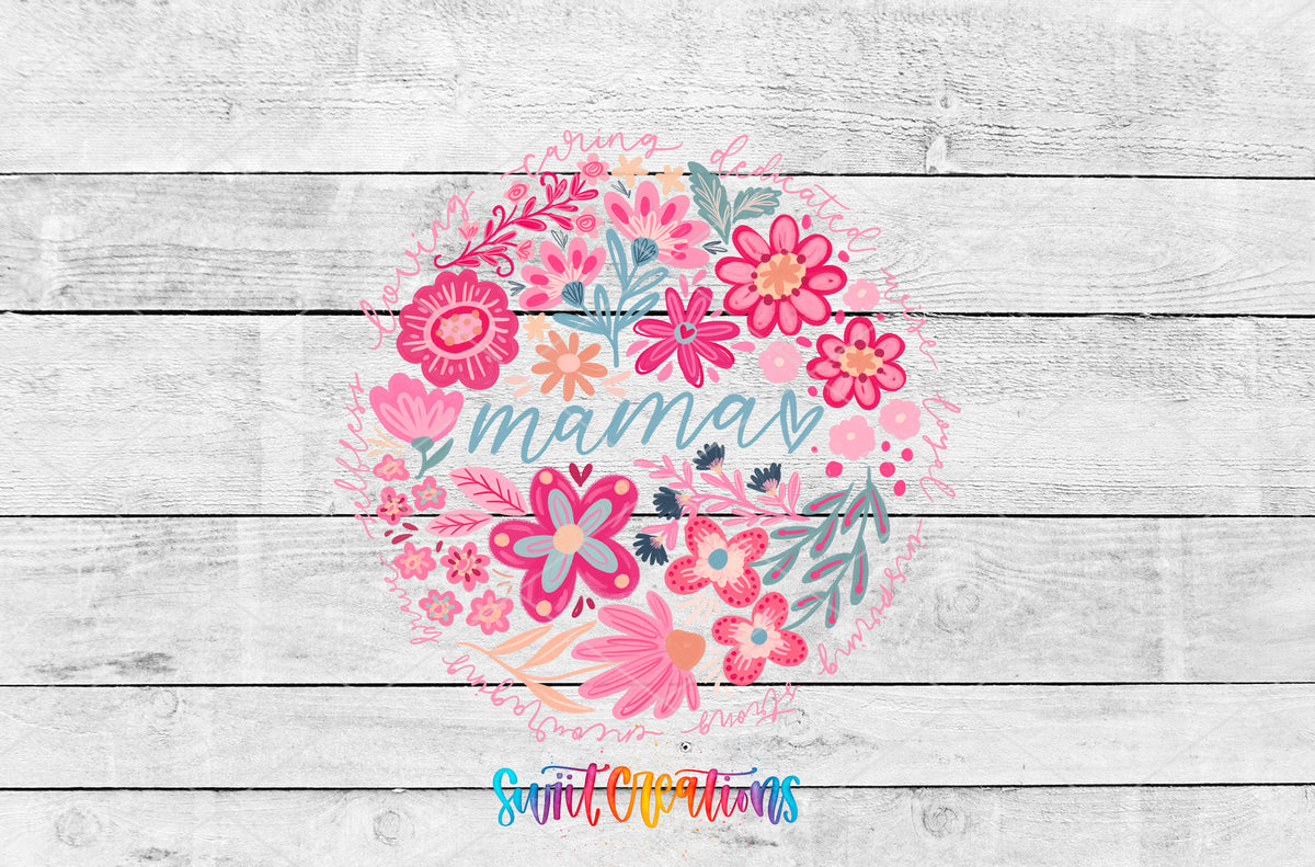 Mama artwork detail for the finished 16 oz tumbler