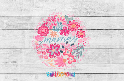 Mama artwork detail for the finished 16 oz tumbler