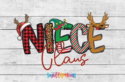 Niece Claus artwork detail for the finished 16 oz tumbler