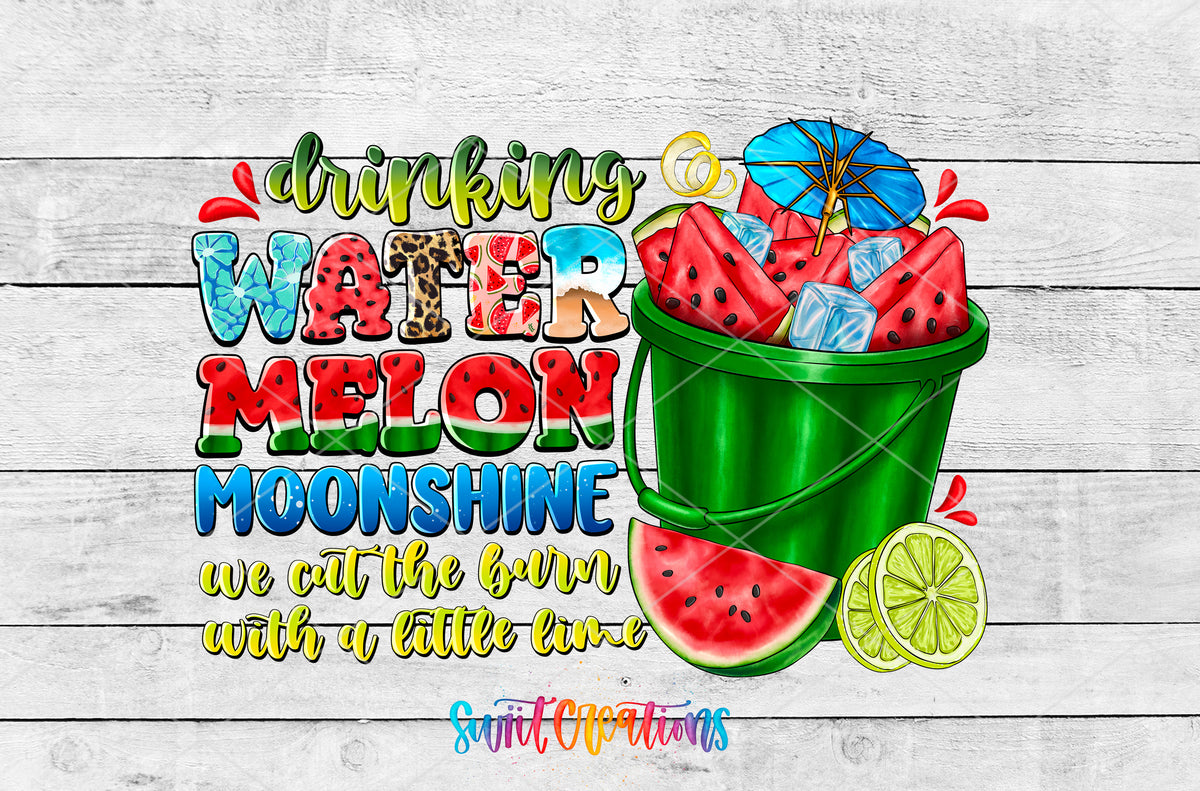 Drinking Watermelon Moonshine artwork detail for the finished 16 oz tumbler