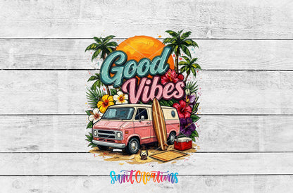 Good Vibes artwork detail for the finished 16 oz tumbler