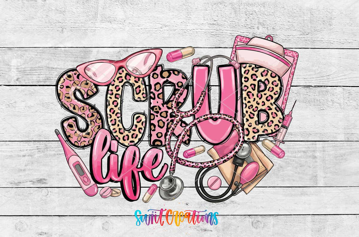 Scrub Life artwork detail for the finished 16 oz tumbler