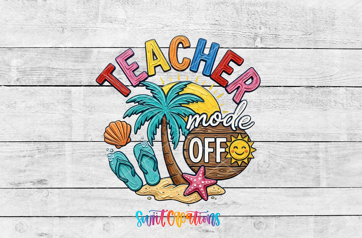 Teacher Mode Off artwork detail for the finished 16 oz tumbler
