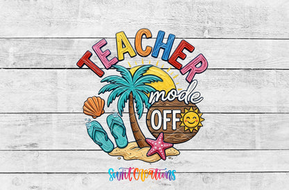 Teacher Mode Off artwork detail for the finished 16 oz tumbler