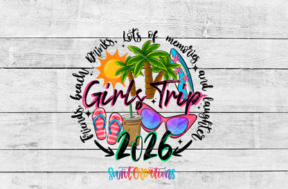 Girls Trip 2026 artwork detail for the finished 16 oz tumbler