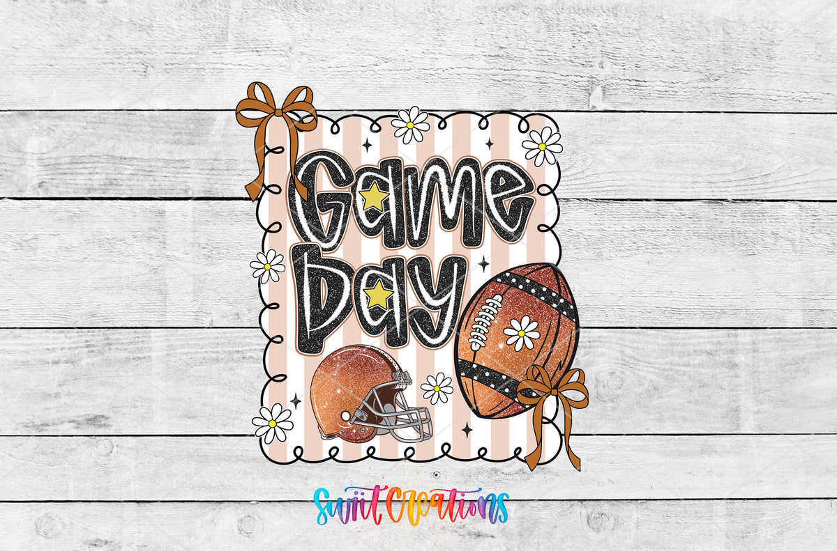 Football Game Day artwork detail for the finished 16 oz tumbler