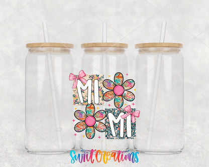 Mimi clear glass tumbler group mockup with bamboo lids and straws