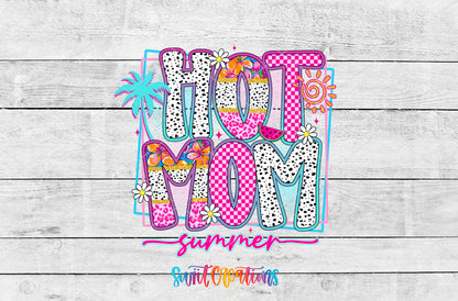 Hot Mom Summer artwork detail for the finished 16 oz tumbler