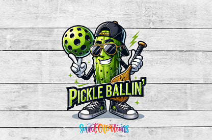Pickle Ballin artwork detail for the finished 16 oz tumbler
