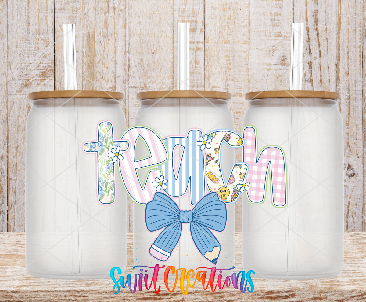 Teach frosted glass tumbler mockup with bamboo lids and straws