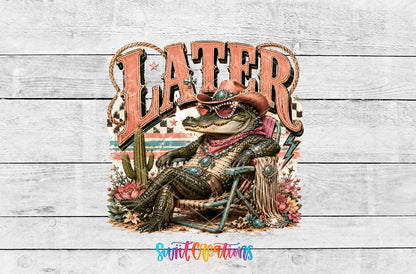 Western Glam Later Gator artwork detail for the finished 16 oz tumbler
