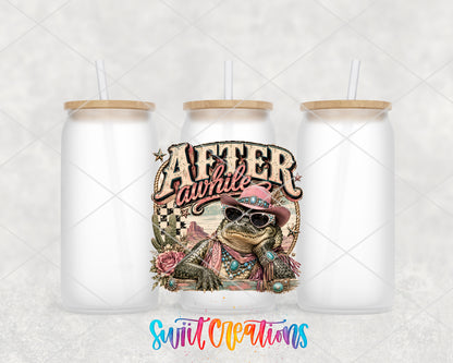 Western Glam After a While Crocodile frosted glass tumbler group view with lids and straws