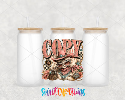 Western Glam Copy Cat frosted glass tumbler group view with lids and straws