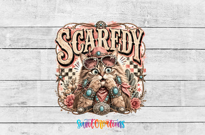 Western Glam Scaredy Cat artwork detail for the finished 16 oz tumbler
