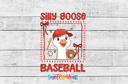 Silly Goose Baseball artwork detail for the finished 16 oz tumbler