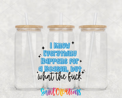 I Know Everything clear glass tumbler group mockup with bamboo lids and straws