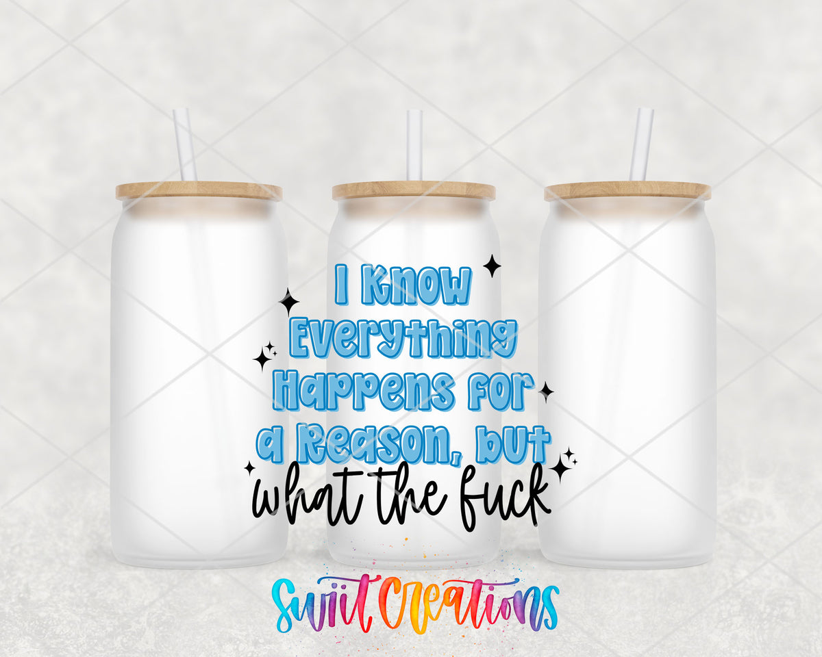I Know Everything frosted glass tumbler group view with lids and straws