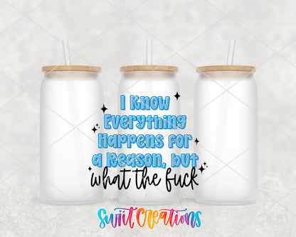 I Know Everything frosted glass tumbler group view with lids and straws