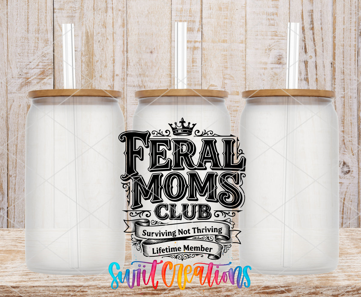 Feral frosted glass tumbler mockup with bamboo lids and straws