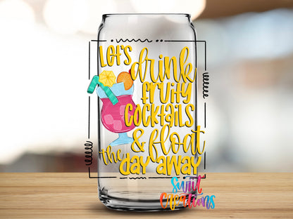 Fruity Cocktails and Float design close-up on a clear glass can tumbler