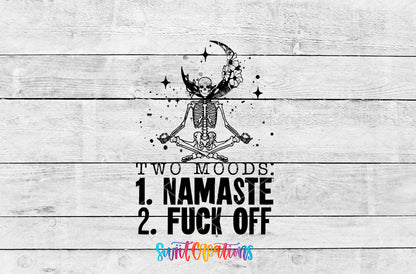 Two Moods Namaste artwork detail for the finished 16 oz tumbler