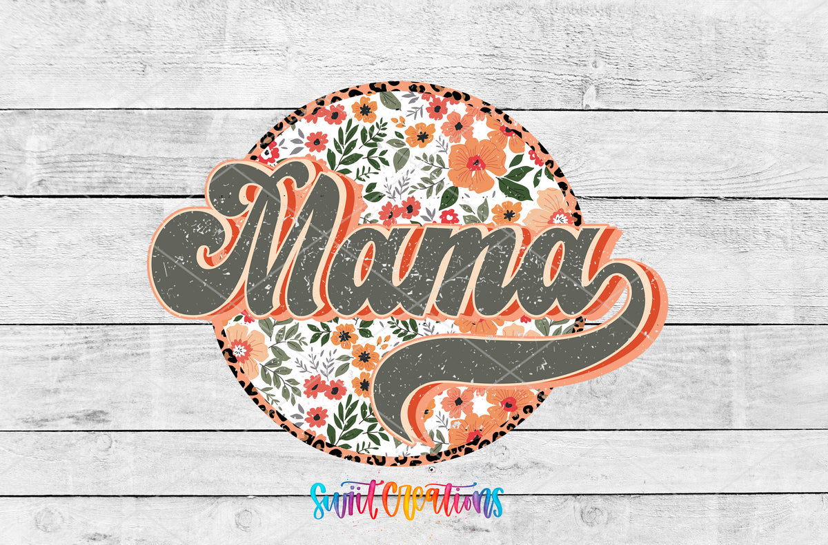 Vintage Floral Mama artwork detail for the finished 16 oz tumbler