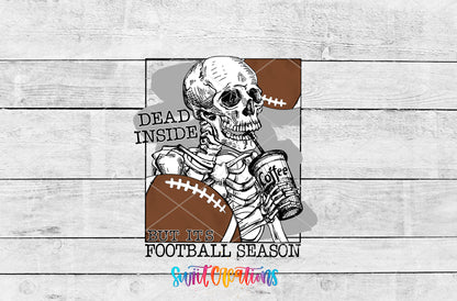 Dead Inside Football Season artwork detail for the finished 16 oz tumbler