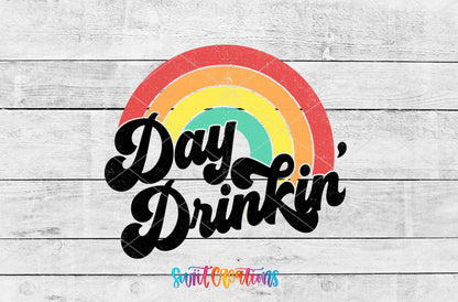 Day Drinkin Rainbow artwork detail for the finished 16 oz tumbler