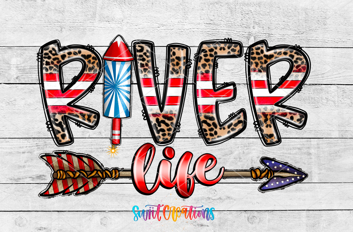 River Life Patriotic artwork detail for the finished 16 oz tumbler