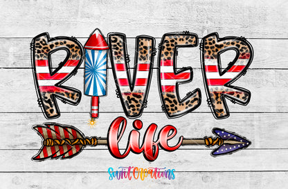 River Life Patriotic artwork detail for the finished 16 oz tumbler