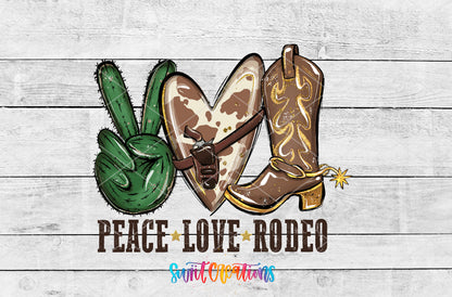 Peace Love Rodeo artwork detail for the finished 16 oz tumbler