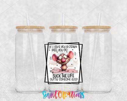 If I Give You a Straw clear glass tumbler group mockup with bamboo lids and straws