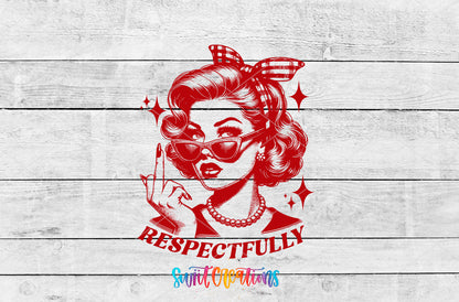Respectfully Retro artwork detail for the finished 16 oz tumbler