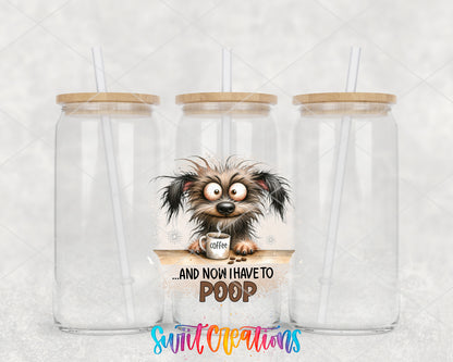 And Now I Have to Poop clear glass tumbler group mockup with bamboo lids and straws