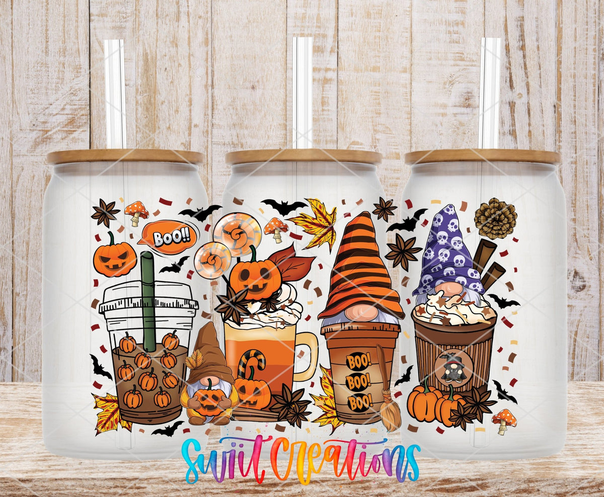 Halloween Gnome Coffee UV DTF Transfer Tumbler Wrap | Pumpkin Witch Fall Cup Decal | DTF077 - Swiit Creations