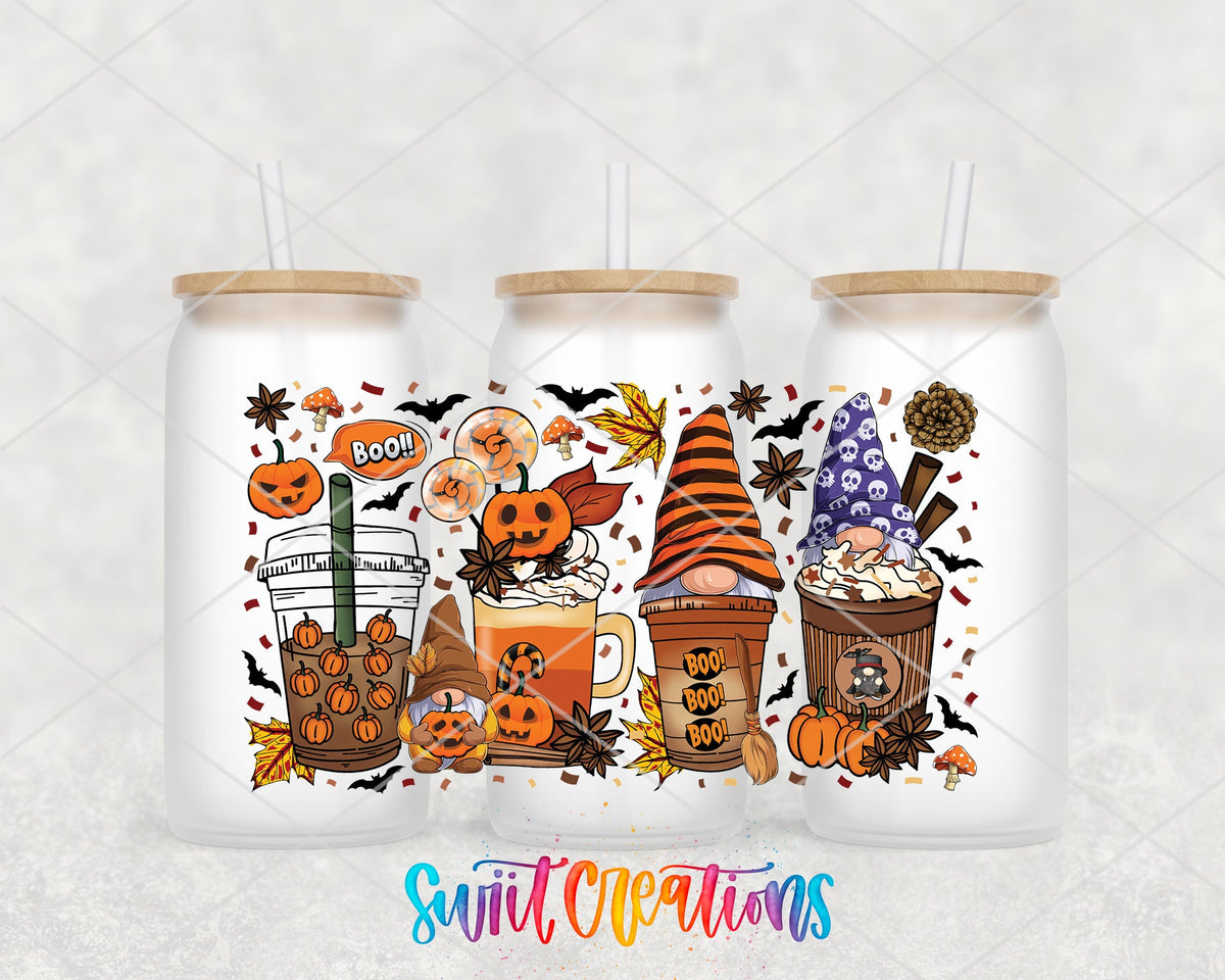 Halloween Gnome Coffee UV DTF Transfer Tumbler Wrap | Pumpkin Witch Fall Cup Decal | DTF077 - Swiit Creations