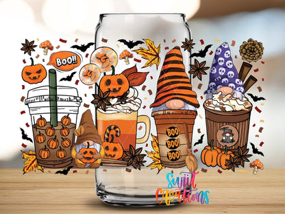 Halloween Gnome Coffee UV DTF Transfer Tumbler Wrap | Pumpkin Witch Fall Cup Decal | DTF077 - Swiit Creations