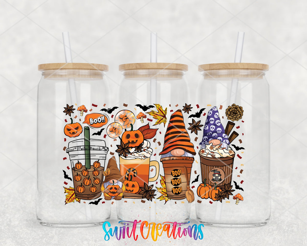 Halloween Gnome Coffee UV DTF Transfer Tumbler Wrap | Pumpkin Witch Fall Cup Decal | DTF077 - Swiit Creations